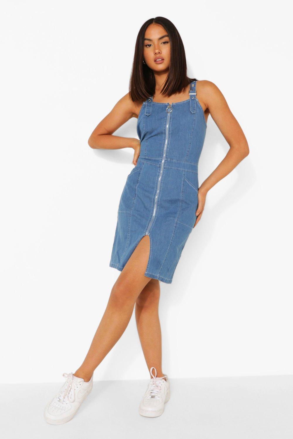 Denim zip 2025 pinafore dress